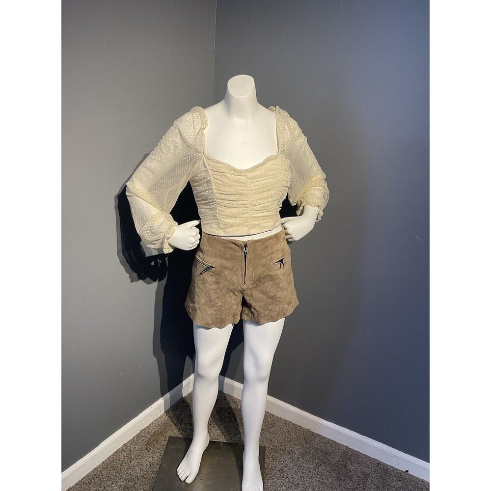 Windsor Cream And Gold Zipped Crop Top Blouse